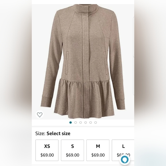 Cabi Weekend Topper Peplum Jacket Full Zip w/ Pockets Women's Sz XS Tan - Picture 6 of 6